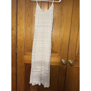 White Crochet Maxi Dress with Spaghetti Straps
